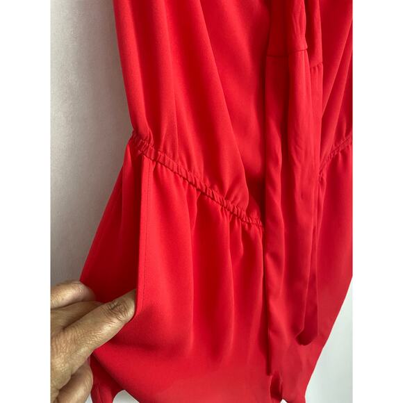 BCBGMAXAZRIA Casli Halter Romper in Coral with Pockets Small - Picture 3 of 9